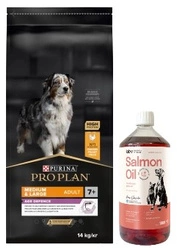 PRO PLAN Age Defence Adult cibo per cani ricco di pollo 14 kg & LAB V Olio di salmone per cani e gatti 1000ml