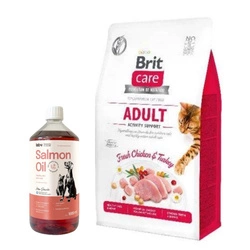 Brit Care Cat Grain-Free Aldut Activity Support Pollo e tacchino 7kg & LAB V Olio di Salmone per cani e gatti 1000ml