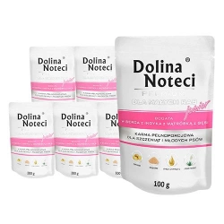 Dolina Noteci Premium per piccole razze Junior ricco di cuore di tacchino e fegato d'oca 10x100g