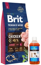 Brit Premium By Nature Junior L Con pollo 15kg + Lab v salmone olio per cani e gatti 500 ml