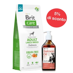 BRIT CARE Dog Grain-free Adult Large Breed Salmone 12 kg + Olio di salmone 250ml - 5% di sconto