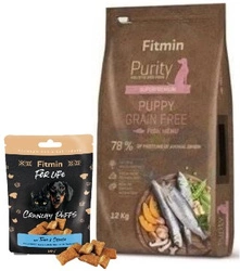 Fitmin Purezza Cucciolo senza cereali Pesce 12kg + Fitmin For Life Biscotti per cani e gatti 50 g mix di gusti IN OMAGGIO!