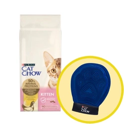 PURINA Cat Chow, cibo per gattini ricco di pollo 15 kg + Guanto per grooming toelettatura - Cat Chow
