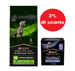 PURINA Pro Plan Veterinary Diets HA Hypoallergenic Dog 11 kg + PURINA FortiFlora Dog 30 x 1 g