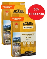 ACANA Classics Prairie Poultry 2x9,7kg - 3% di sconto in un set