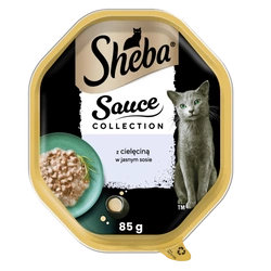 SHEBA Sauce Collection vaschetta 85 g – alimento umido completo per gatti adulti, bocconcini con vitello, in salsa