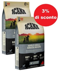 Acana Heritage Adult Small Breed 2x6kg - 3% di sconto in un set