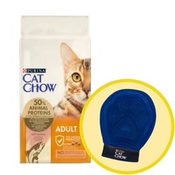 PURINA Cat Chow Adult Salmon Alimento per gatti 15 kg + Guanto per grooming toelettatura - Cat Chow
