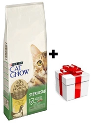 PURINA Cat Chow Sterilised Chicken Alimento per gatti 15 kg + sorpresa per il gatto GRATIS