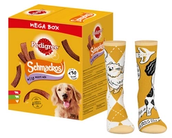 PEDIGREE® Mega Box SchmackosTM - alimento complementare per cani adulti 790g + Calzini GRATIS!