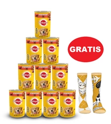 Pedigree Adult Wet Dog Food con Beef Jell-O 12x1200g + Calzini GRATIS!