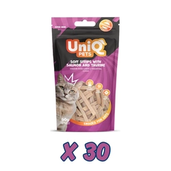 UNIQ PETS crocchette per gatti - strisce morbide al salmone con tasurino 30x50g