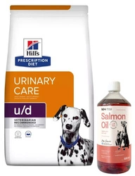 HILL'S PD Prescription Diet Canine u / d Urinary Care 10kg & LAB V Olio di Salmone per cani e gatti 1000ml