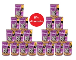 WHISKAS Cibo umido 1+ con pollo in salsa 24x400g