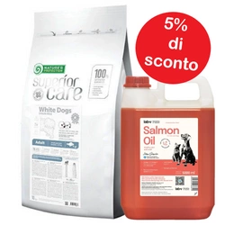 NATURES PROTECTION Superior Care Grain Free White Fish Adult Small Breeds 10kg + LAB V Olio di salmone 5l