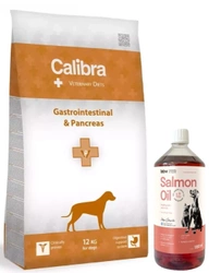 Calibra Diete veterinarie Cane Gastro e Pancreas 12kg + LAB V Olio di Salmone per cani e gatti 1000ml