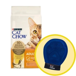 PURINA Cat Chow Alimento per adulti al pollo 15 kg + Guanto per grooming toelettatura - Cat Chow