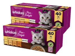 WHISKAS Adult bustine 80 x 85 g Frittelle di pollame - cibo umido per gatti adulti in gelatina (pezzi con: pollo, tacchino, pollame, anatra)