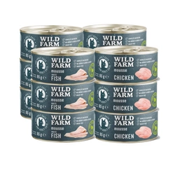 WILD FARM Mousse White Fish/Chicken 12x85 g - mousse senza cereali per gatti