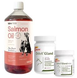 Dolfos Dolvit Gland Mini 60tab + LAB V Olio di Salmone per cani e gatti 1000ml