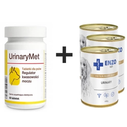 Dolfos UrinaryMet 60 Compresse + ENZO VET Urinary per le malattie del tratto urinario con pollo per cani 3x400g