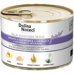 Dolina Noteci Premium per piccole razze Junior ricco di fegato di coniglio e pelli di cervo 185g