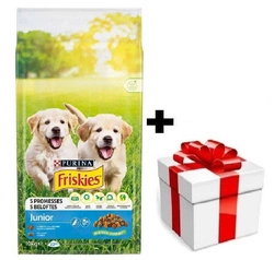 PURINA Friskies Junior con pollo latte e verdure 15kg + sorpresa per il cane GRATIS