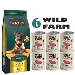 HEKTOR BALANCED Adult 15kg + Wild Farm Pate Beef 6x400gcibo per cani senza glutine