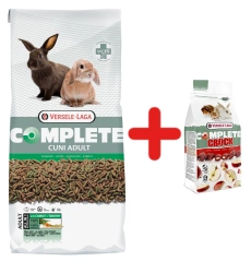 VERSELE-LAGA Cuni Adult Complete 8kg Cibo per conigli + VERSELE LAGA Crock Complete Apple - leccornia alla mela per conigli e roditori 50g