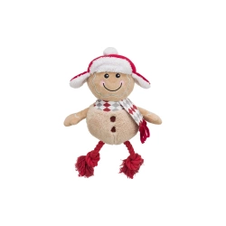 TRIXIE Omino di pan di zenzero, giocattolo, per cani, poliestere/cotone, 34 cm, con suono, con corda