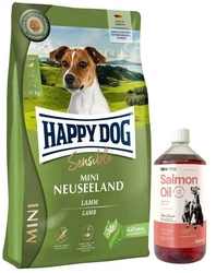 Happy Dog Mini New Zeland 4 kg & LAB V Olio di salmone per cani e gatti 1000ml