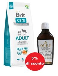 BRIT CARE Grain-free Adult Salmone 12 kg + Olio di salmone 250ml - 5% di sconto