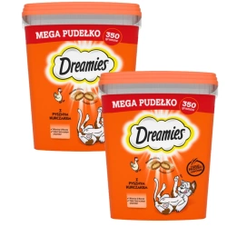 DREAMIES Mega Box 2x350 g - alimento complementare per gatti adulti, con delizioso pollo