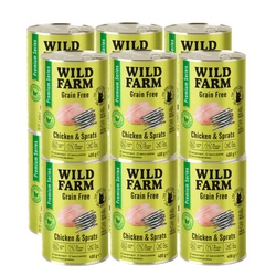 WILD FARM Premium Grain Free Pollo e Spratti 12x400g - cibo per gatti senza cereali