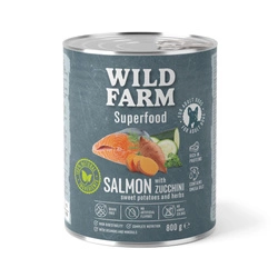 WILD FARM Superfood Salmon (Salmone con zucchine, patate dolci ed erbe aromatiche) 800 g, cibo per cani senza cereali