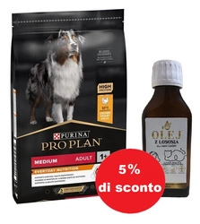 Purina Pro Plan Medio Adulti Optibalance Pollo e riso 14kg + Olio di salmone 100ml - 5% di sconto
