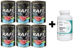 RAFI Cat Adult Sterilised con agnello 6x400g + LAB-V Immuno Hard – Rafforzare l'immunità per cani e gatti 90 capsule