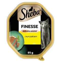 SHEBA Finesse vaschetta 85 g – alimento umido completo per gatti adulti, con pollo, in paté