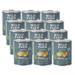 WILD FARM Superfood Chicken (Pollo con zucca, mela ed erbe aromatiche) 12x800 g - Alimento senza cereali per cani