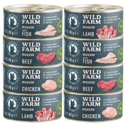 WILD FARM Mousse Mix di sapori 8x85g - mousse senza cereali per gatti