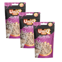 UNIQ PETS crocchette per gatti - strisce morbide al salmone con tasurino 3x50g