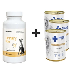 LAB-V Urinary Dog - Supporto per le infezioni del tratto urinario nei cani 90 capsule + ENZO VET Urinary per le malattie del tratto urinario con pollo per cani 3x400g