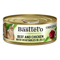 Basttet'o Original Manzo con pollo e verdure in gelatina per gatti 85g (lattina)