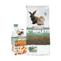VERSELE-LAGA Cuni Adult Complete 8kg Cibo per conigli + VERSELE LAGA Crock Complete Carrot - leccornia alla carota per conigli e roditori 50g