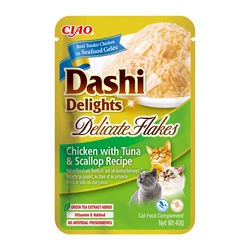 INABA Dashi Delights Delicate Flakes Pollo con tonno e capesante Ricetta 40 g