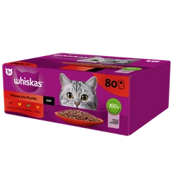 WHISKAS Adult bustine 80 x 85 g Classic Meals - cibo umido per gatti adulti, in salsa (tagli con: manzo, pollo, agnello, pollame)