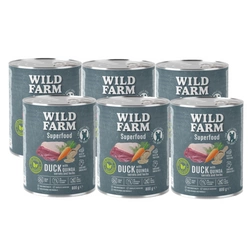 WILD FARM Superfood Duck (Anatra con quinoa, carote ed erbe aromatiche) 6x800 g - Alimento senza cereali per cani