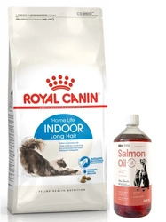 ROYAL CANIN Indoor Long Hair 10kg + LAB V Olio di Salmone per cani e gatti 1000ml