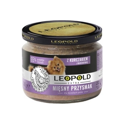 Leopold cibo per cani a base di carne con pollo e carote 300g + 10% Gratis (Barattolo)