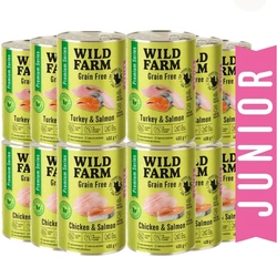 WILD FARM Premium Grain Free Pollo e Salmone / Tacchino e Salmone Junior 12x400g - cibo senza cereali per gattini